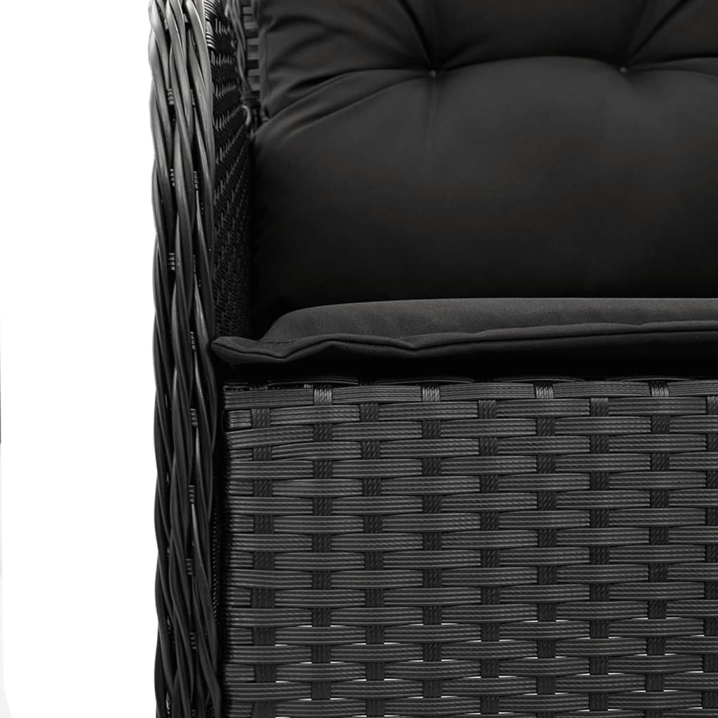 Ensemble à manger de jardin coussins 5pcs Noir Résine tressée