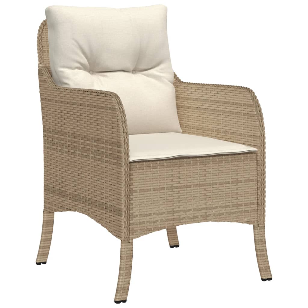 Ensemble à manger de jardin avec coussins 5pcs Beige poly rotin
