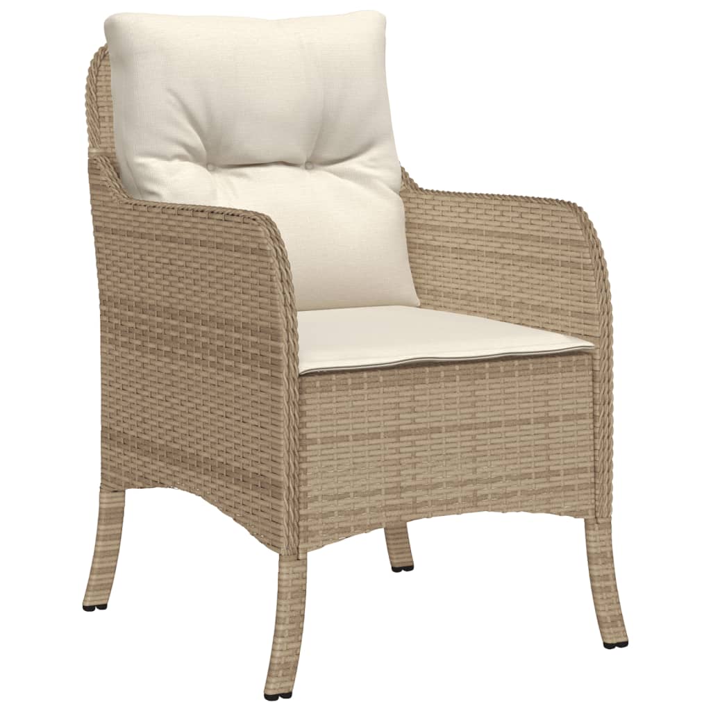 Ensemble à manger de jardin avec coussins 5pcs Beige poly rotin