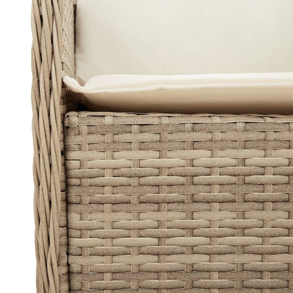Ensemble à manger de jardin avec coussins 5pcs Beige poly rotin