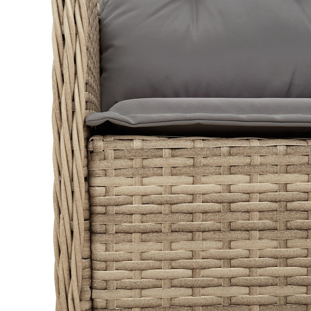 Ensemble à manger de jardin avec coussins 5pcs Beige poly rotin