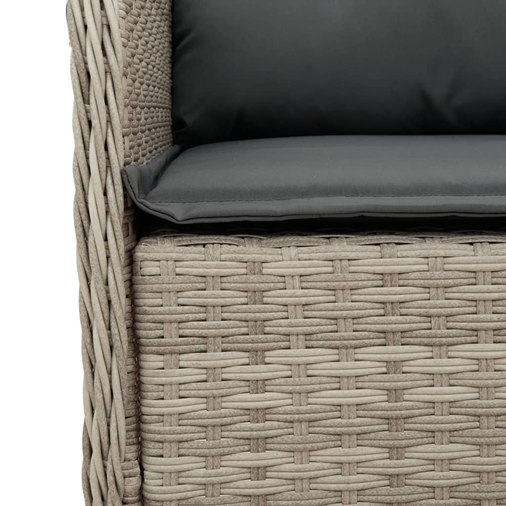 Ensemble à manger de jardin et coussins 5 pcs gris clair rotin