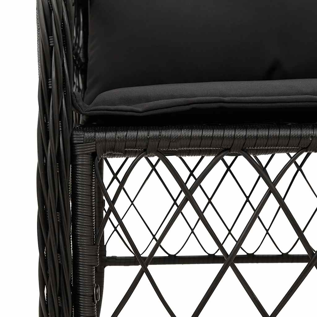 Ensemble à manger de jardin coussins 7pcs Noir Résine tressée