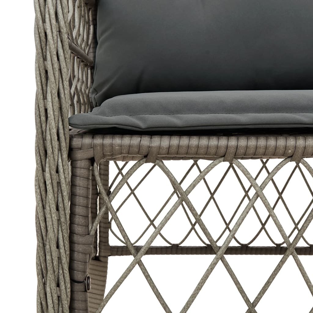 Ensemble de bistro 3 pcs avec coussins gris résine tressée