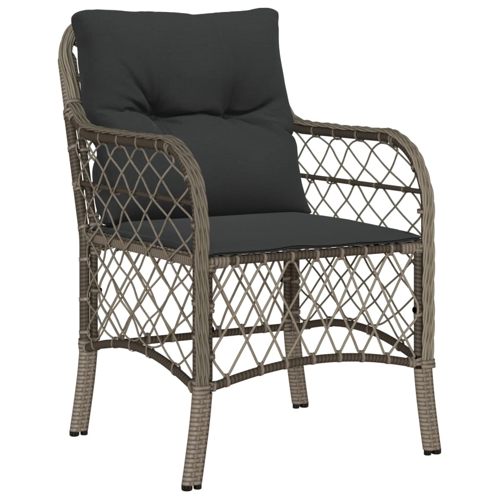 Ensemble de bistro 3 pcs avec coussins gris résine tressée
