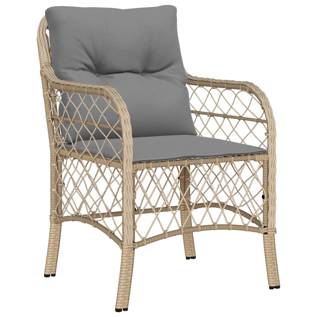 Ensemble à manger de jardin coussins 5 pcs mélange beige rotin