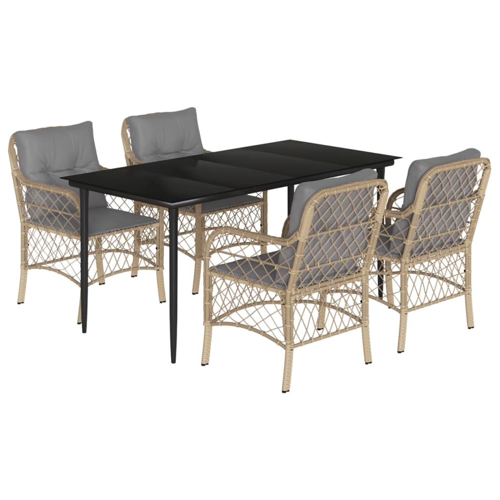 Ensemble à manger de jardin coussins 5 pcs mélange beige rotin - XIOS