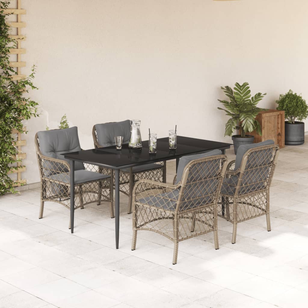 Ensemble à manger de jardin coussins 5 pcs mélange beige rotin - XIOS