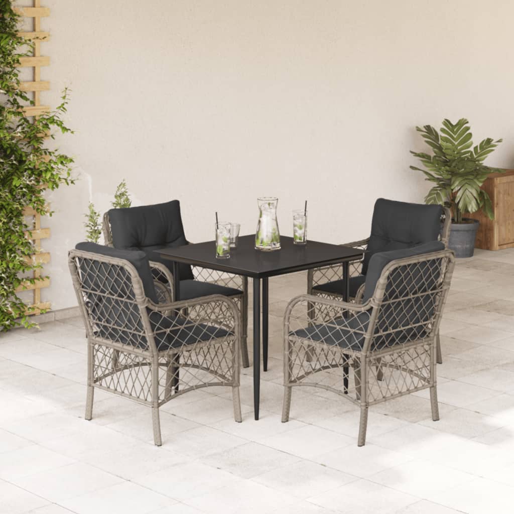 Ensemble à manger de jardin et coussins 5 pcs gris clair rotin - XIOS