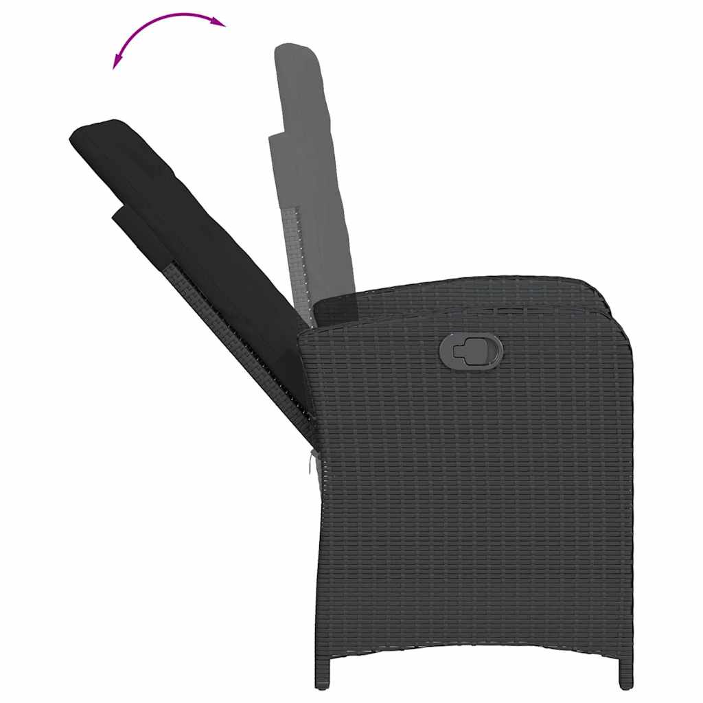 Ensemble à manger de jardin avec coussins 3 pcs Noir