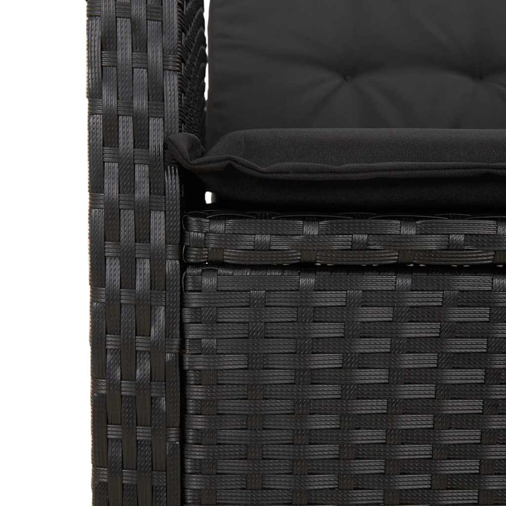 Ensemble à manger de jardin coussins 5pcs Noir Résine tressée