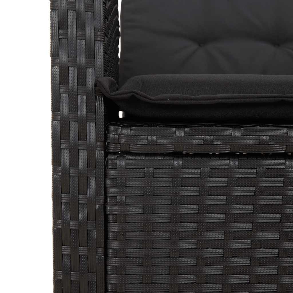Ensemble à manger de jardin coussins 5pcs Noir Résine tressée