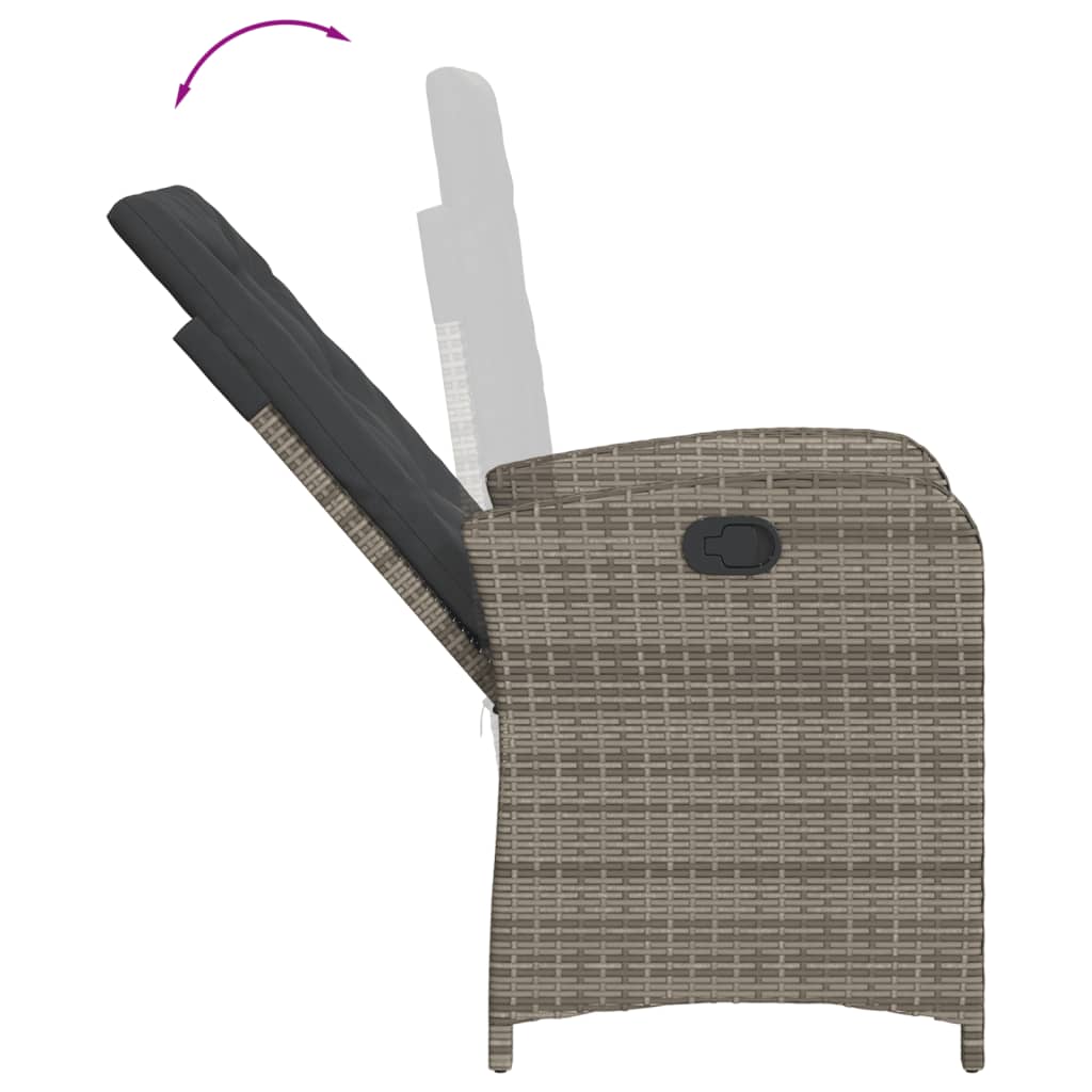 Ensemble à manger de jardin 5 pcs coussins gris résine tressée