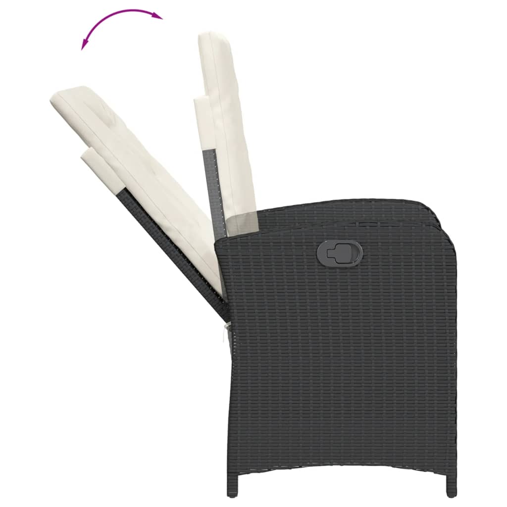 Ensemble à manger de jardin avec coussins 3 pcs Noir