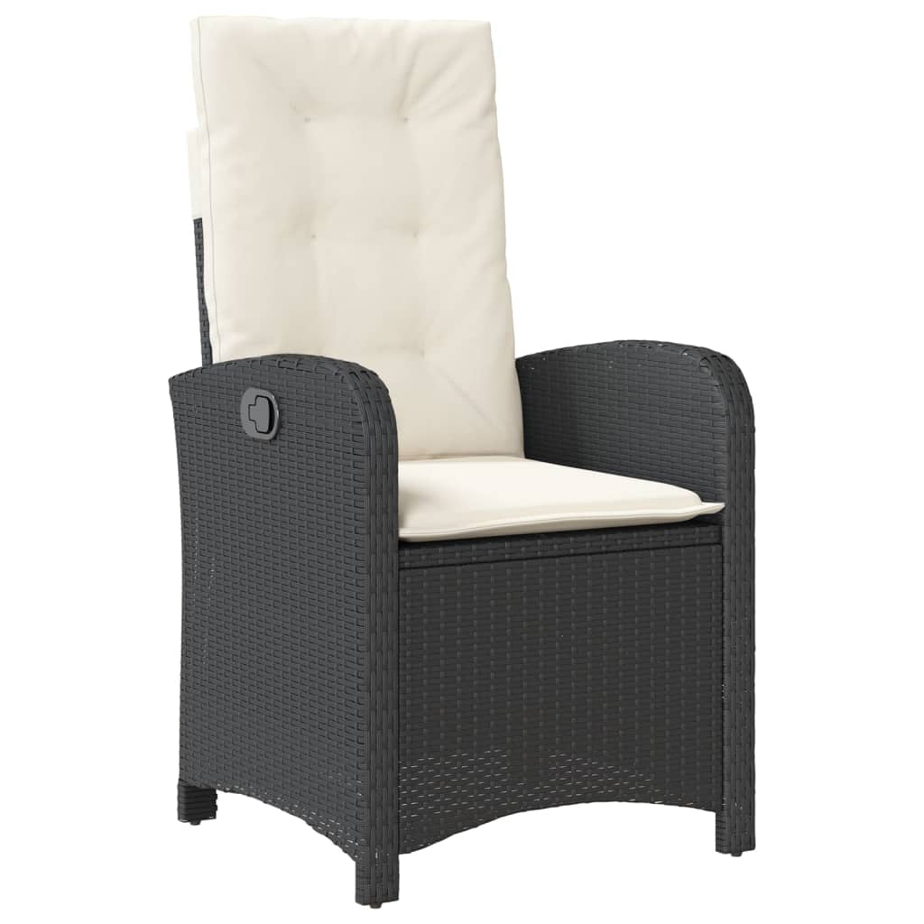 Ensemble à manger de jardin coussins 7pcs Noir Résine tressée