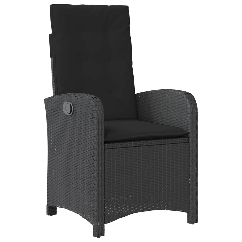 Ensemble à manger de jardin coussins 5pcs Noir Résine tressée