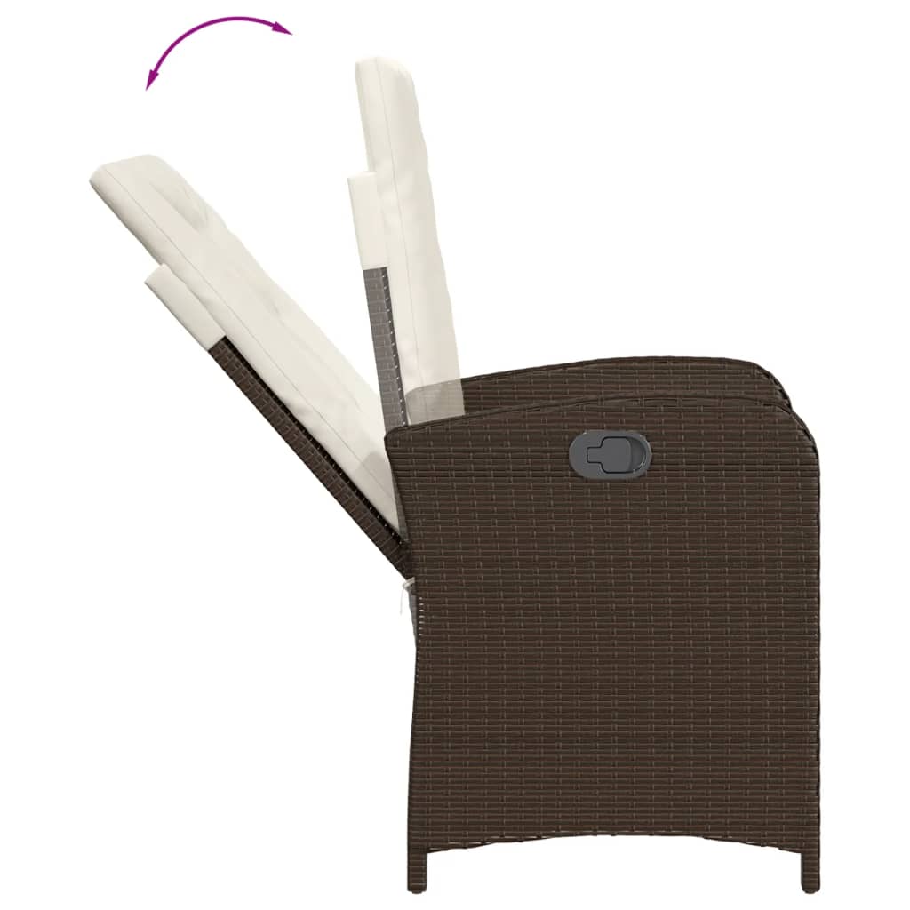 Ensemble à manger de jardin 5 pcs et coussins marron poly rotin
