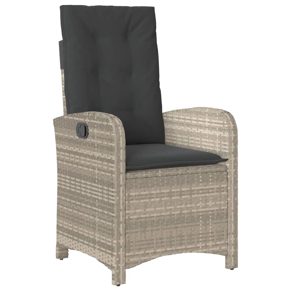 Ensemble à manger de jardin et coussins 5 pcs gris clair rotin