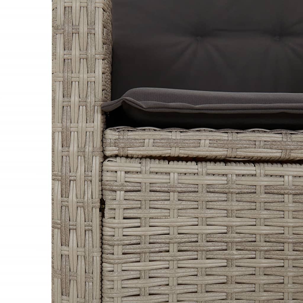 Ensemble à manger de jardin 3pcs coussins gris clair poly rotin