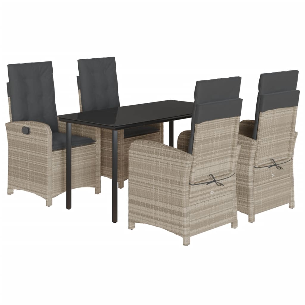 Ensemble à manger de jardin et coussins 5 pcs gris clair rotin - XIOS