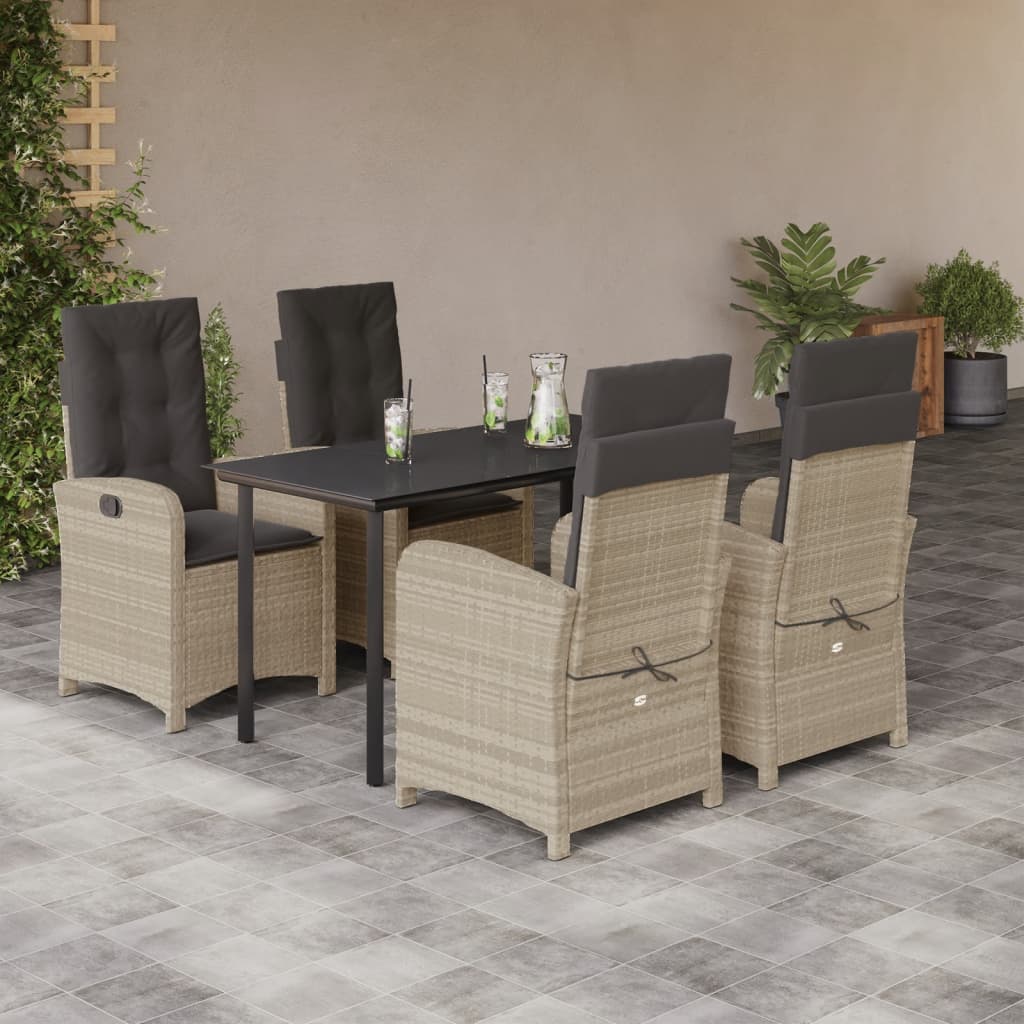 Ensemble à manger de jardin et coussins 5 pcs gris clair rotin - XIOS