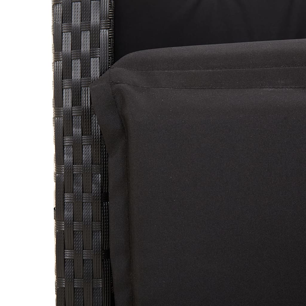 Ensemble de bistro 3 pcs avec coussins noir résine tressée
