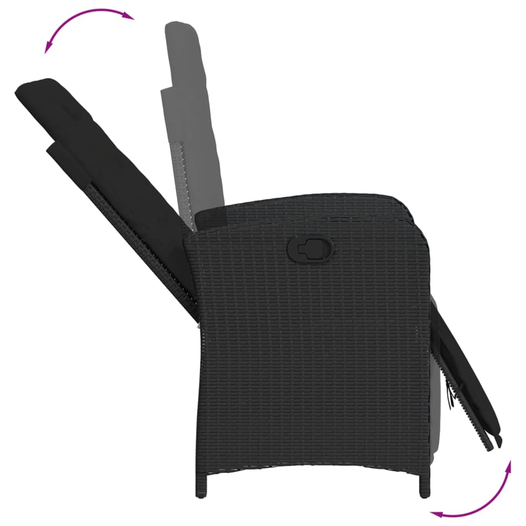 Ensemble à manger de jardin coussins 5pcs Noir Résine tressée