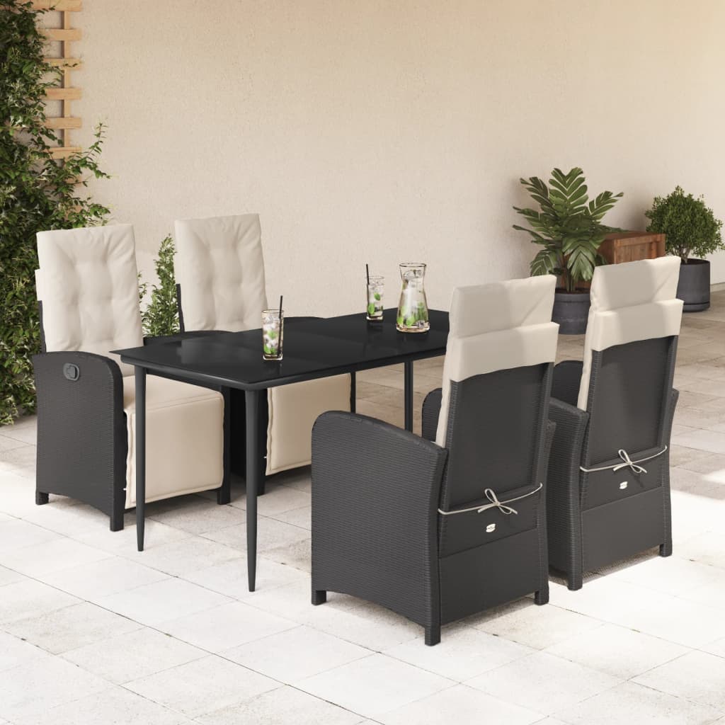 Ensemble à manger de jardin coussins 5pcs Noir Résine tressée - XIOS
