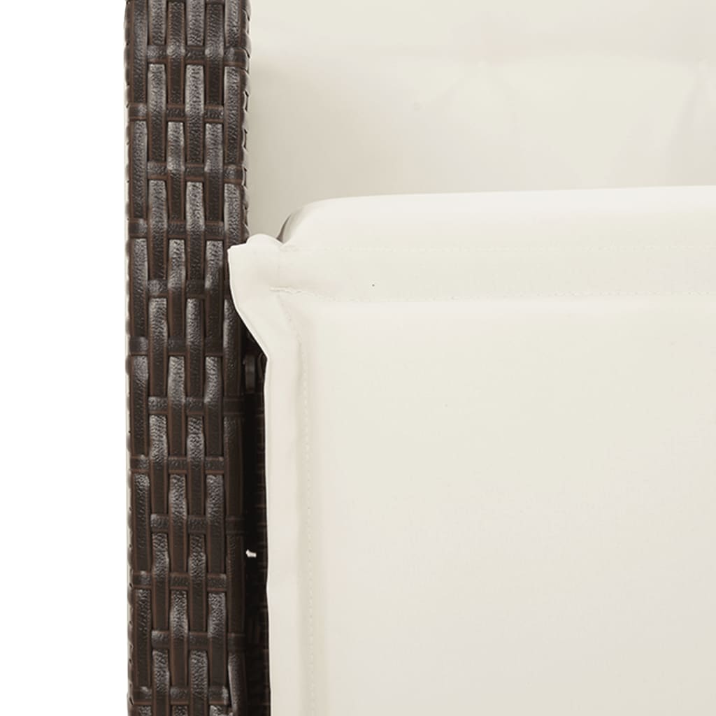 Ensemble à manger de jardin 5 pcs et coussins marron poly rotin