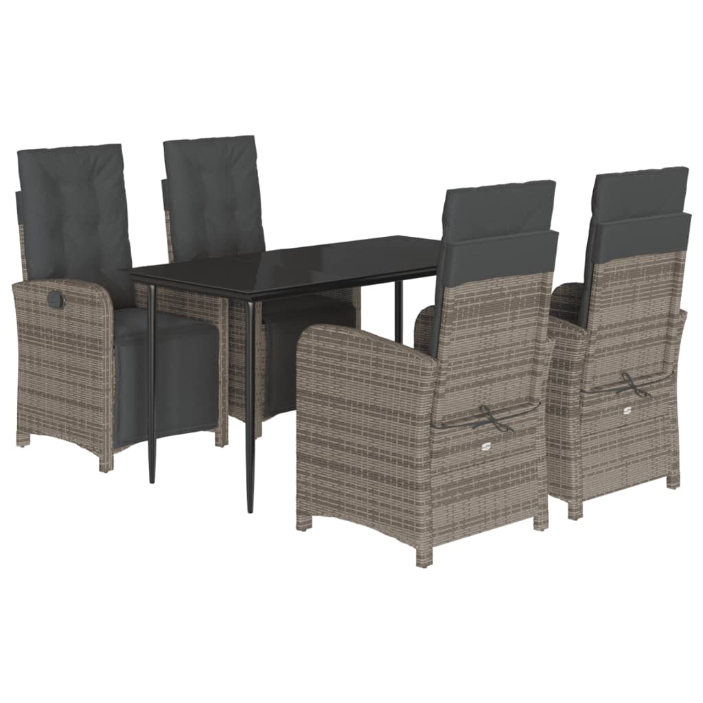Ensemble à manger de jardin 5 pcs coussins gris résine tressée