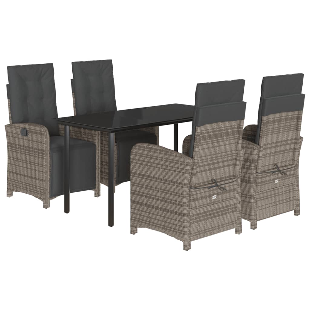 Ensemble à manger de jardin 5 pcs coussins gris résine tressée