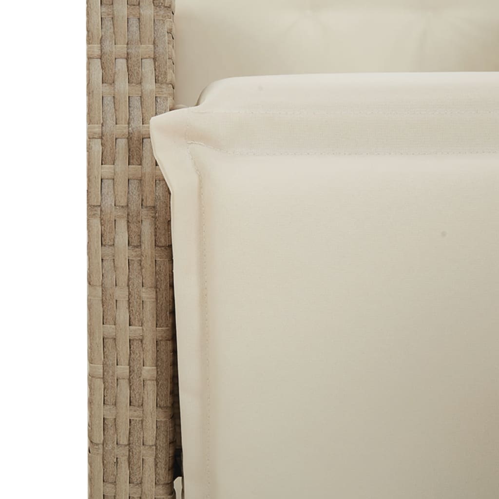 Ensemble à manger de jardin avec coussins 5pcs Beige poly rotin