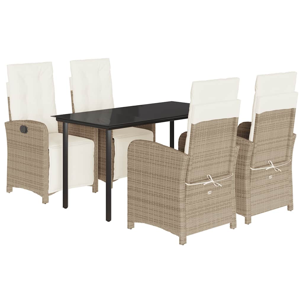 Ensemble à manger de jardin avec coussins 5pcs Beige poly rotin - XIOS