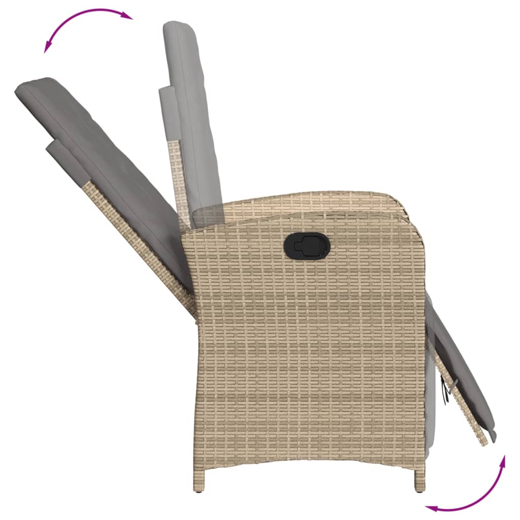 Ensemble à manger de jardin avec coussins 5pcs Beige poly rotin