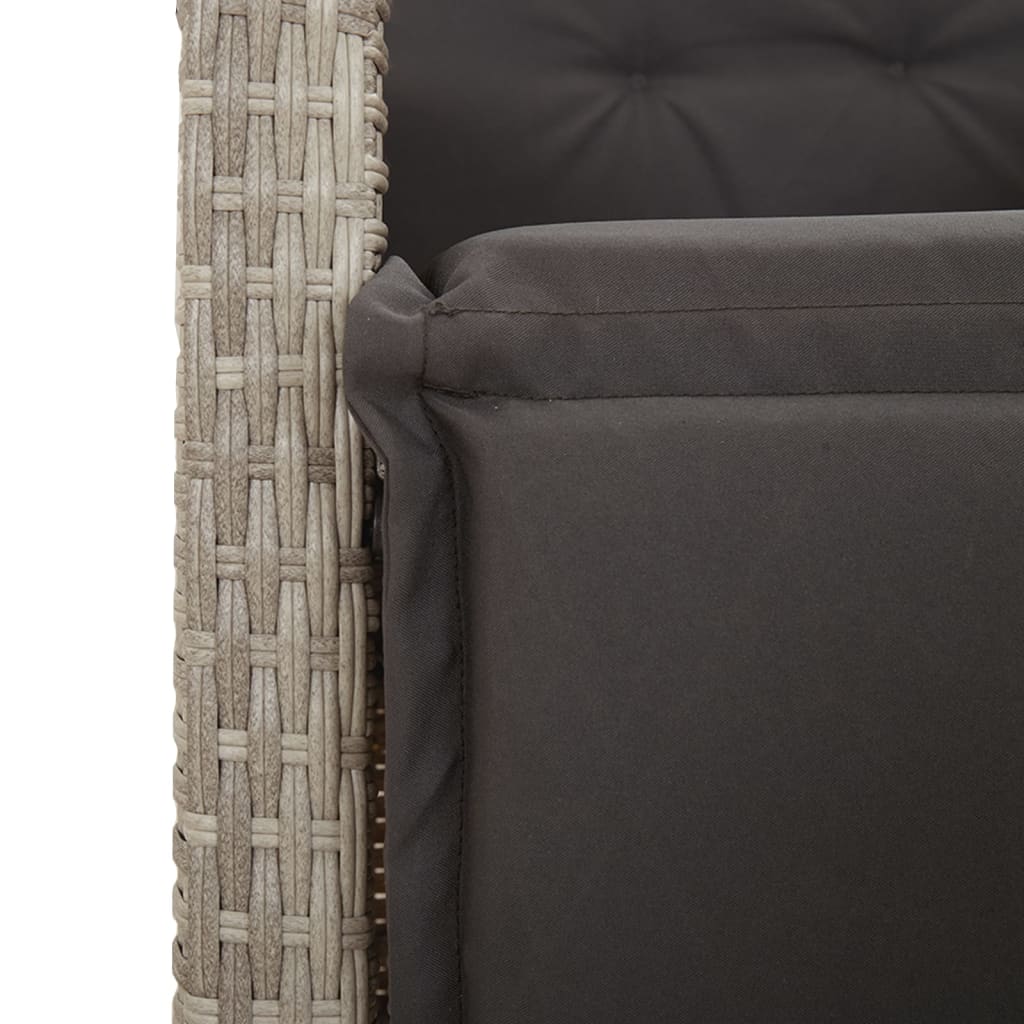 Ensemble à manger de jardin et coussins 5 pcs gris clair rotin