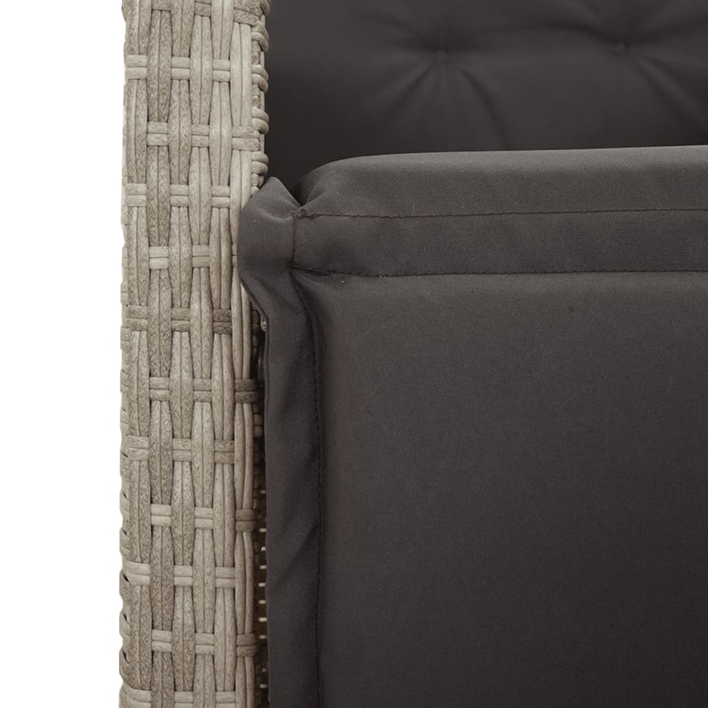 Ensemble à manger de jardin et coussins 5 pcs gris clair rotin