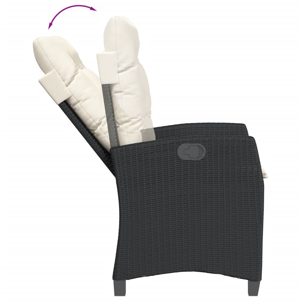 Ensemble à manger de jardin coussins 7pcs Noir Résine tressée