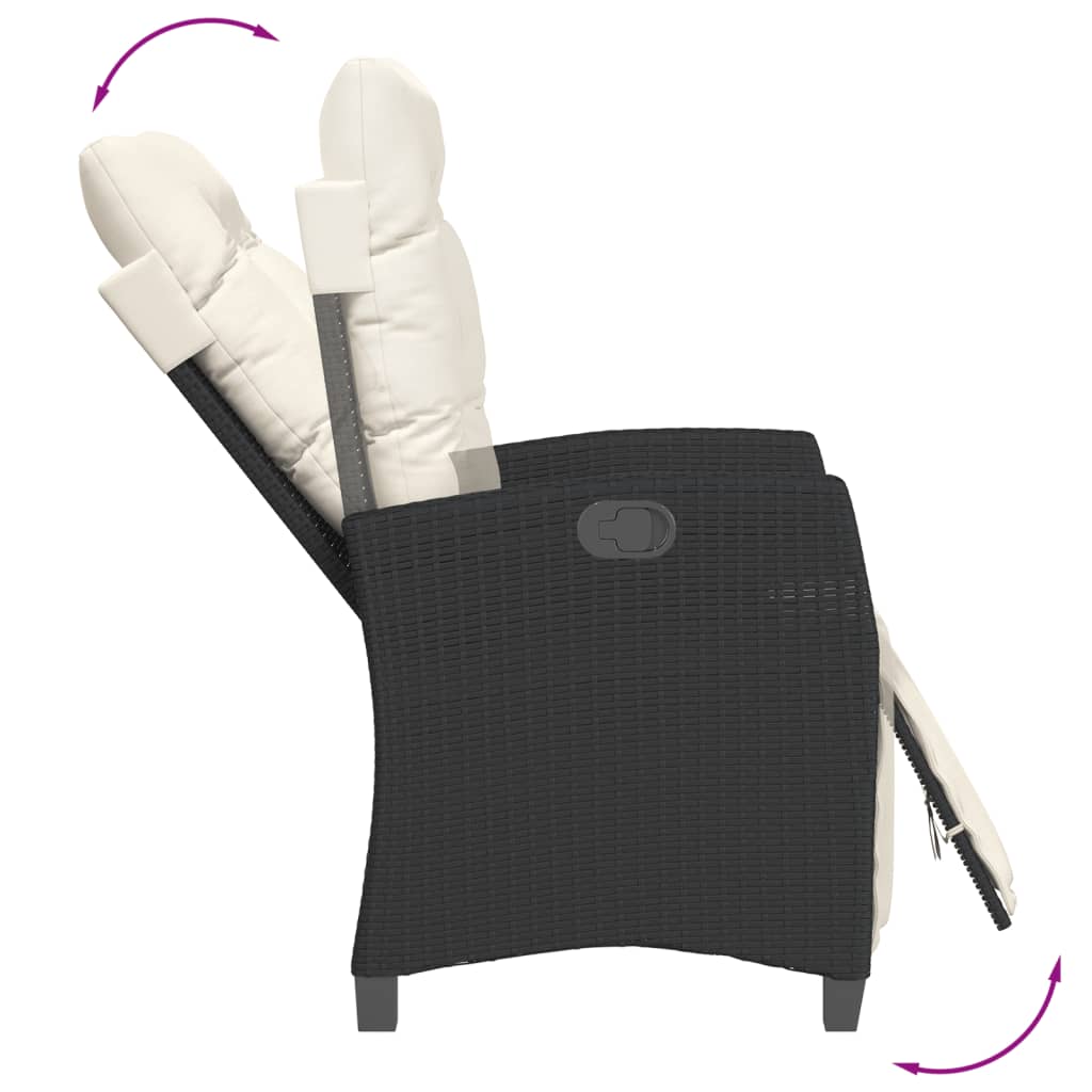 Ensemble à manger de jardin coussins 7pcs Noir Résine tressée