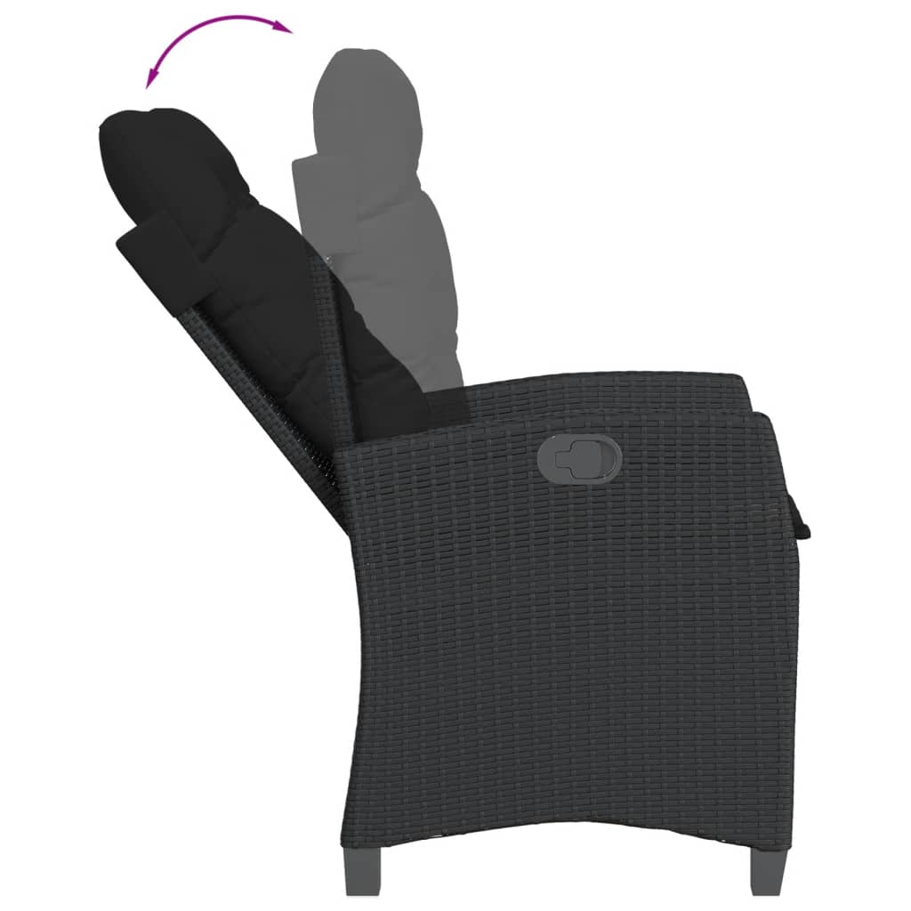 Ensemble à manger de jardin avec coussins 3 pcs Noir