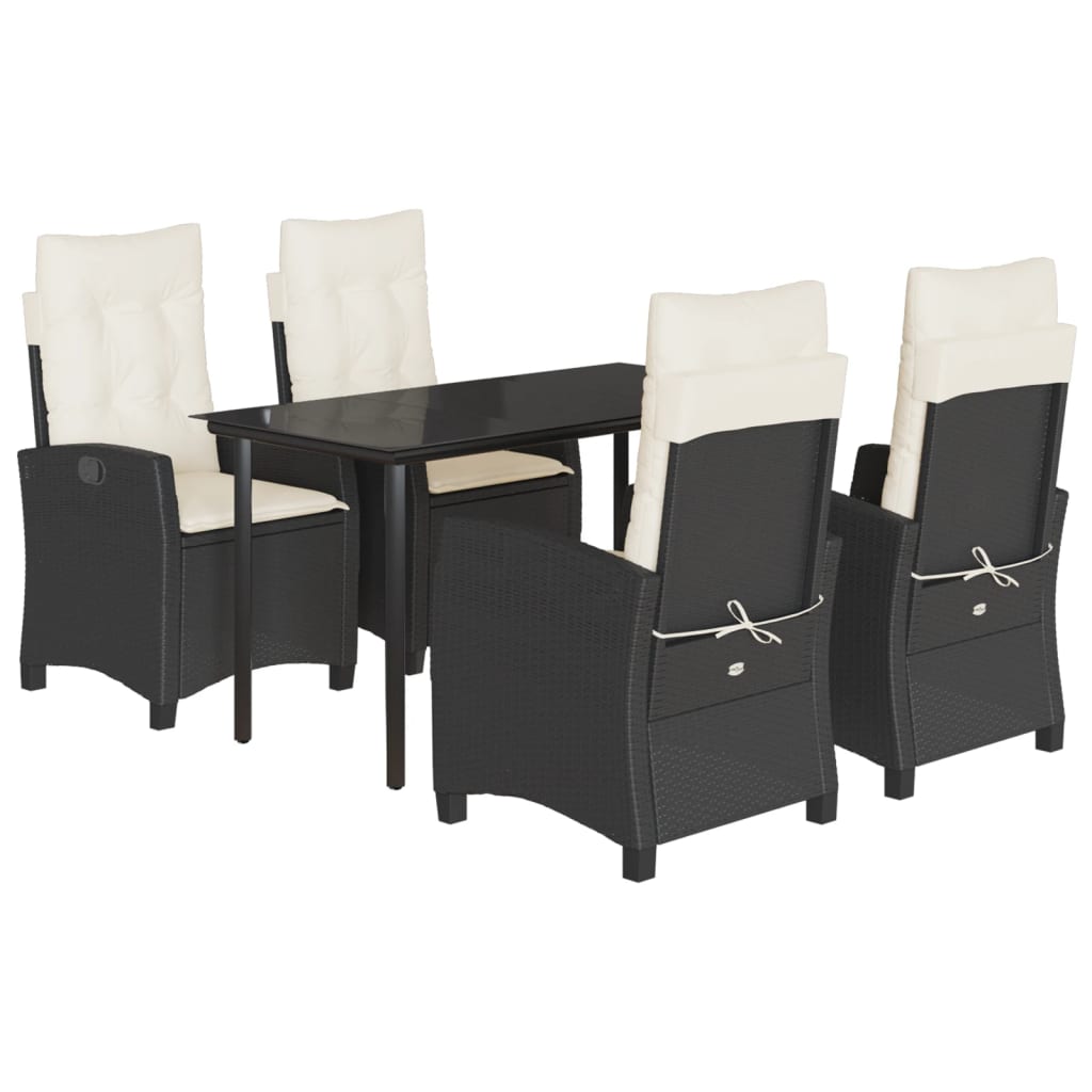 Ensemble à manger de jardin coussins 5pcs Noir Résine tressée - XIOS