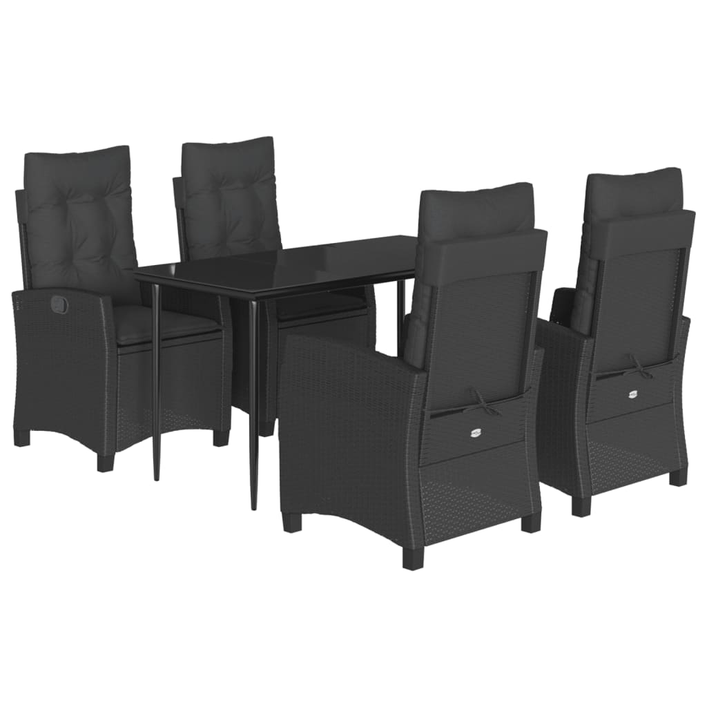 Ensemble à manger de jardin coussins 5pcs Noir Résine tressée - XIOS