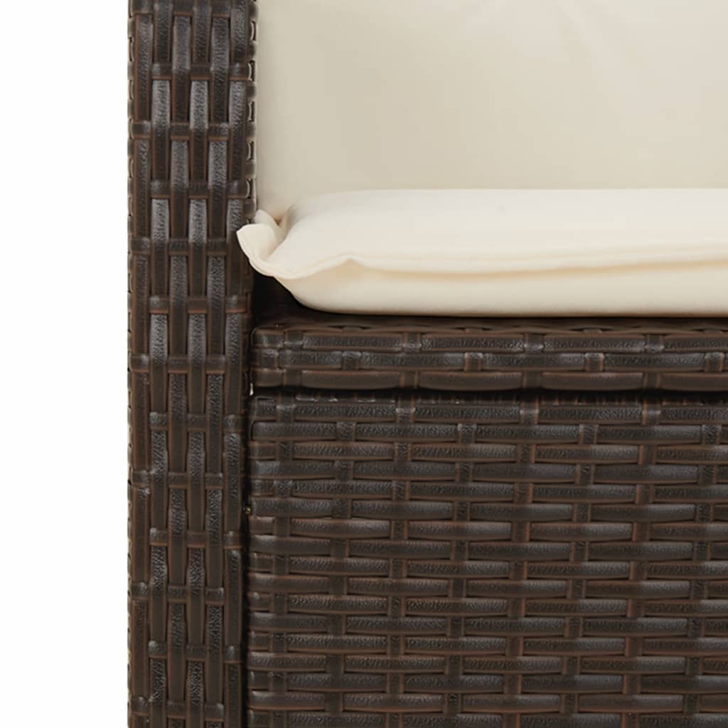 Ensemble à manger de jardin 3 pcs et coussins marron poly rotin