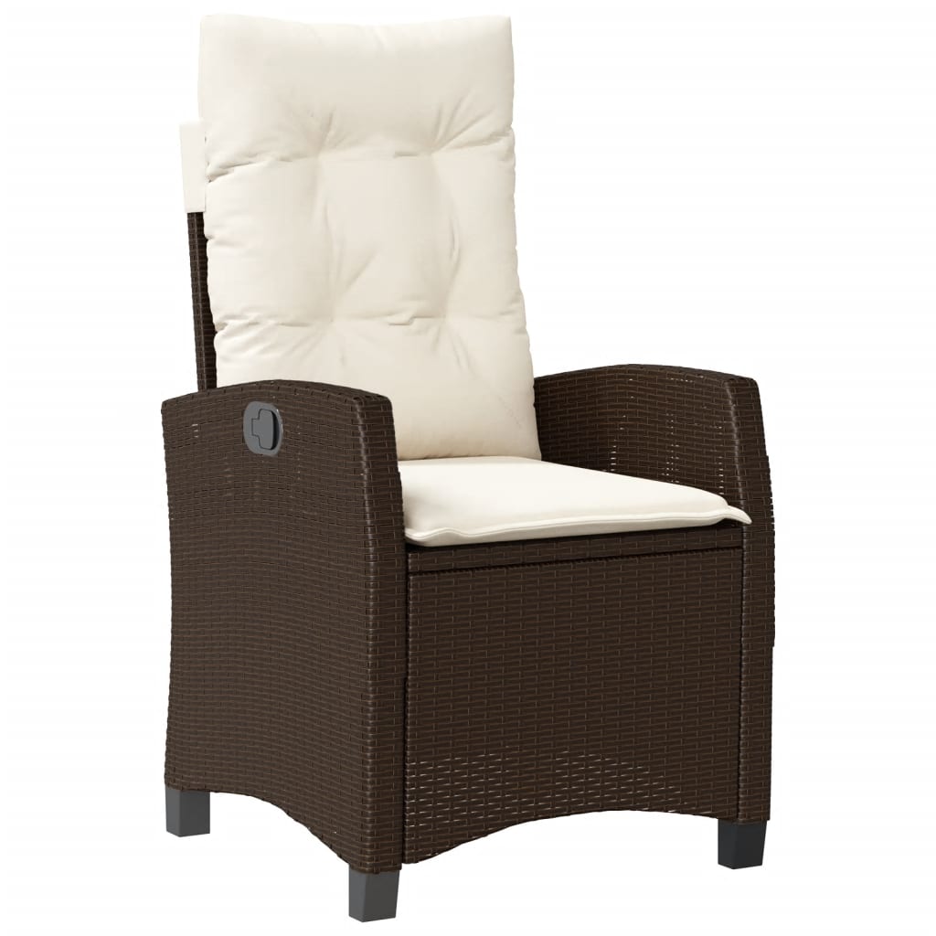 Ensemble à manger de jardin 5 pcs et coussins marron poly rotin