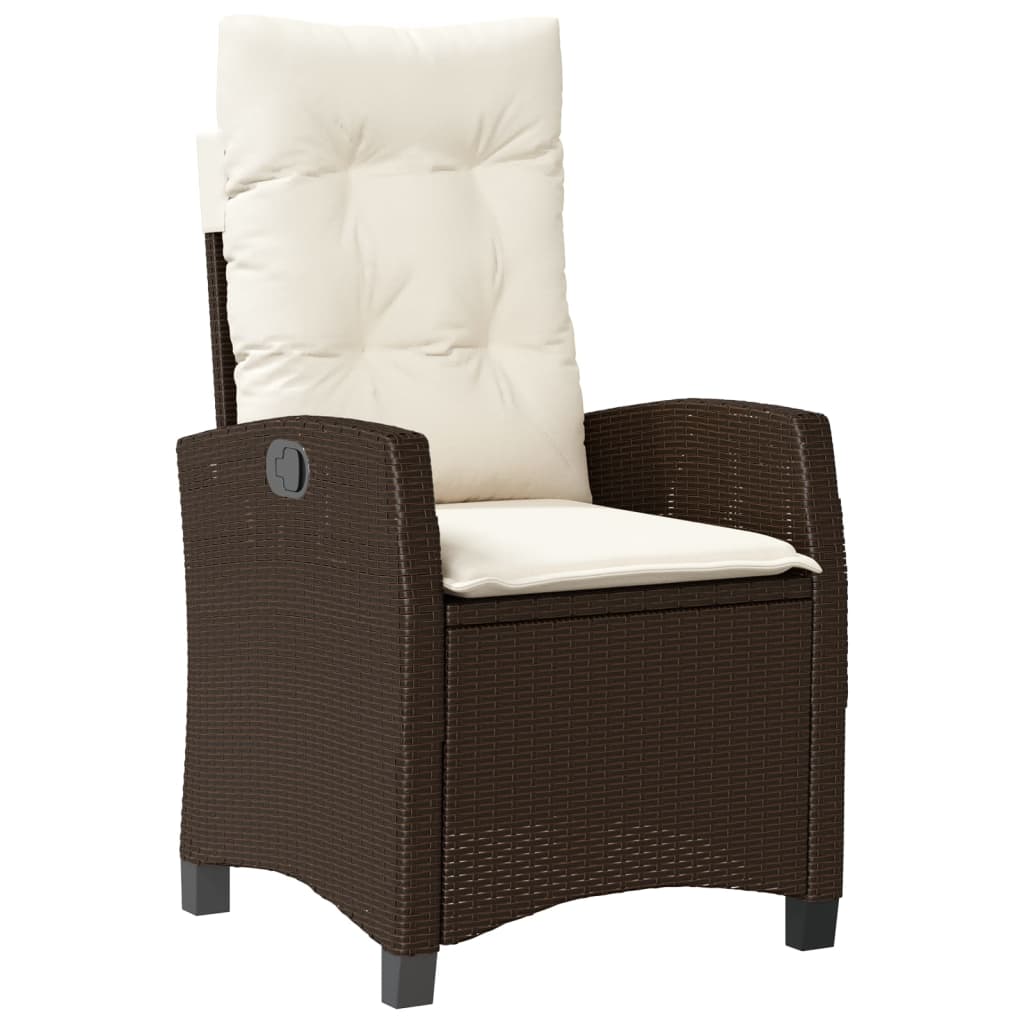 Ensemble à manger de jardin 3 pcs et coussins marron poly rotin
