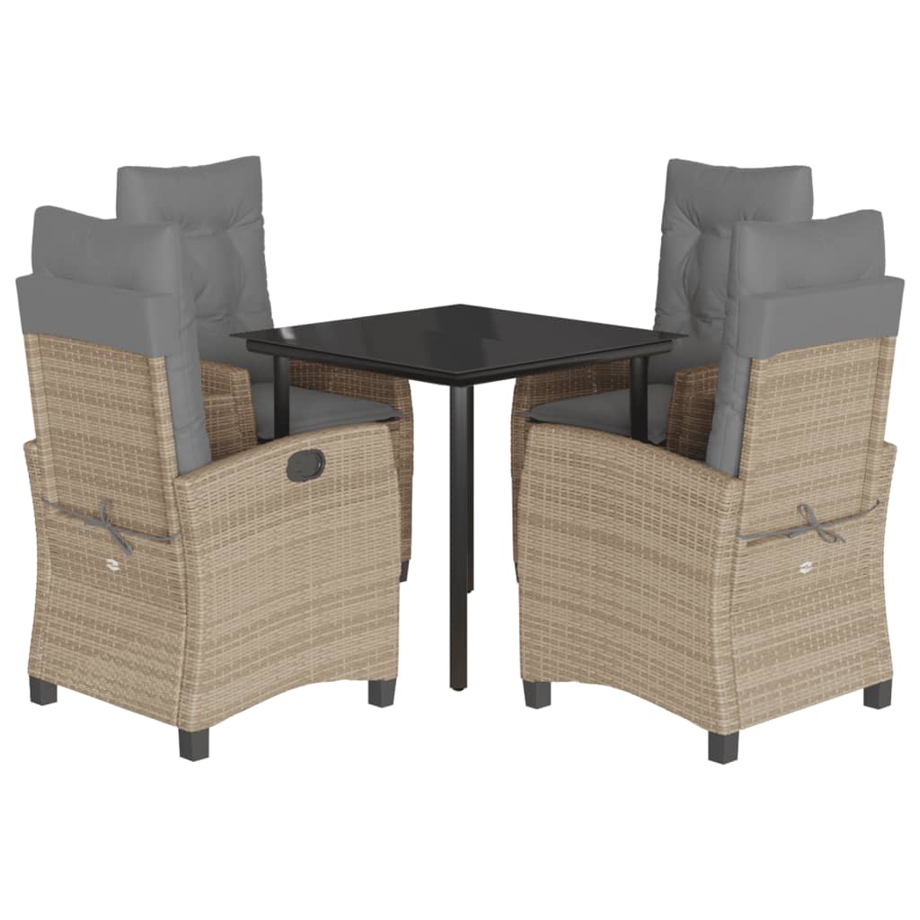 Ensemble à manger de jardin coussins 5 pcs mélange beige rotin
