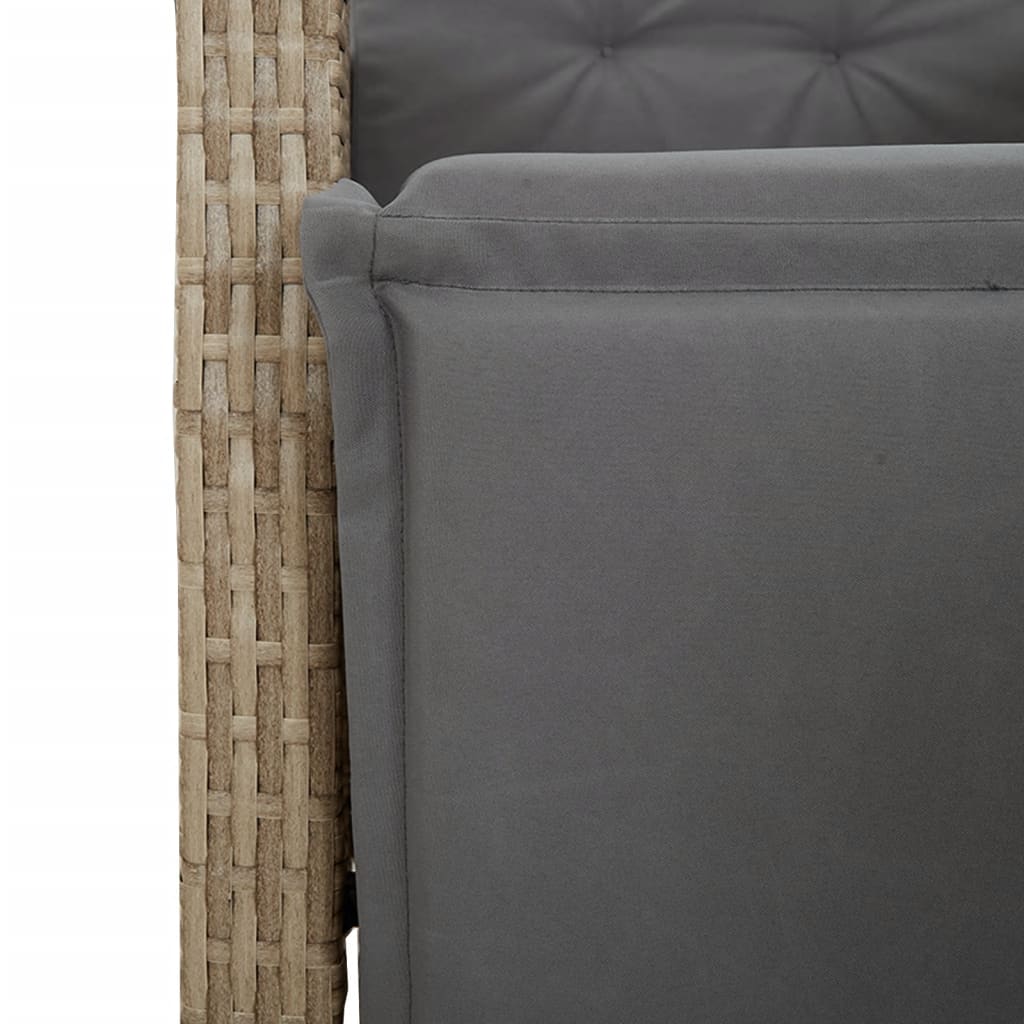 Ensemble à manger de jardin coussins 5 pcs mélange beige rotin
