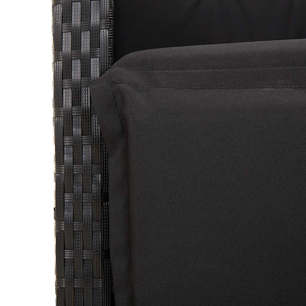 Ensemble à manger de jardin coussins 5pcs Noir Résine tressée