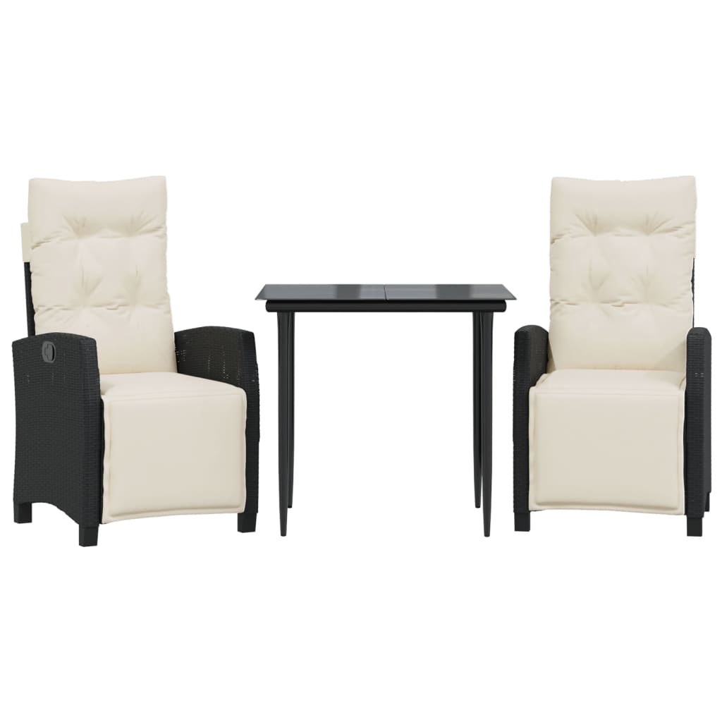 Ensemble à manger de jardin avec coussins 3 pcs Noir - XIOS