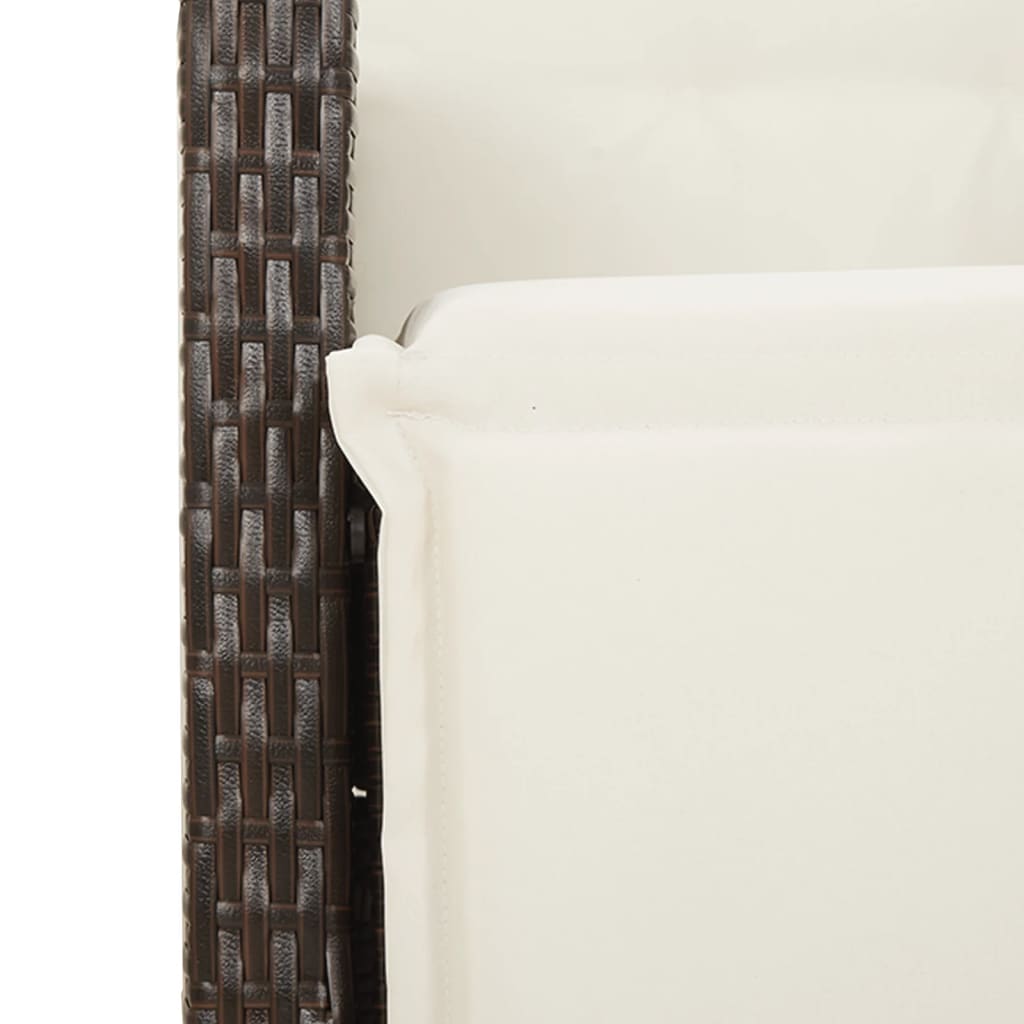 Ensemble à manger de jardin 5 pcs et coussins marron poly rotin