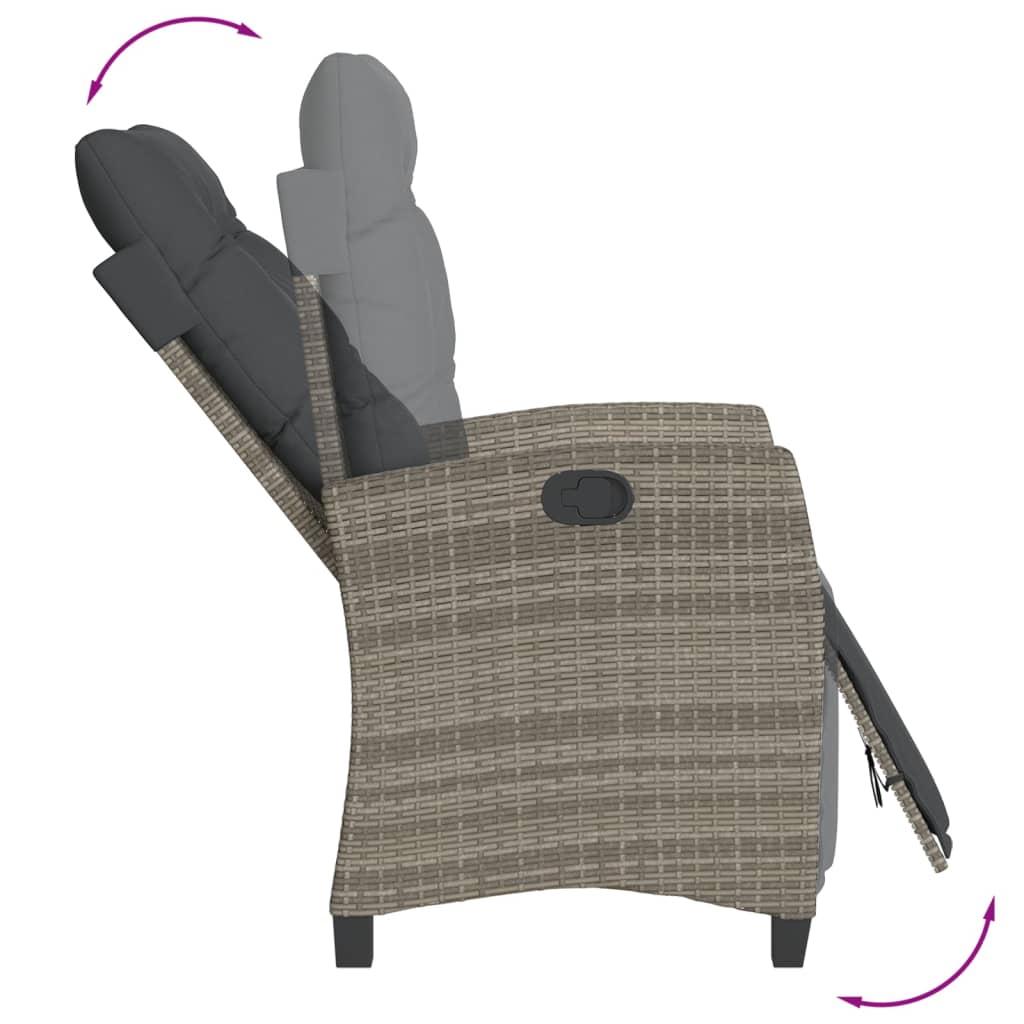 Ensemble à manger de jardin 5 pcs coussins gris résine tressée